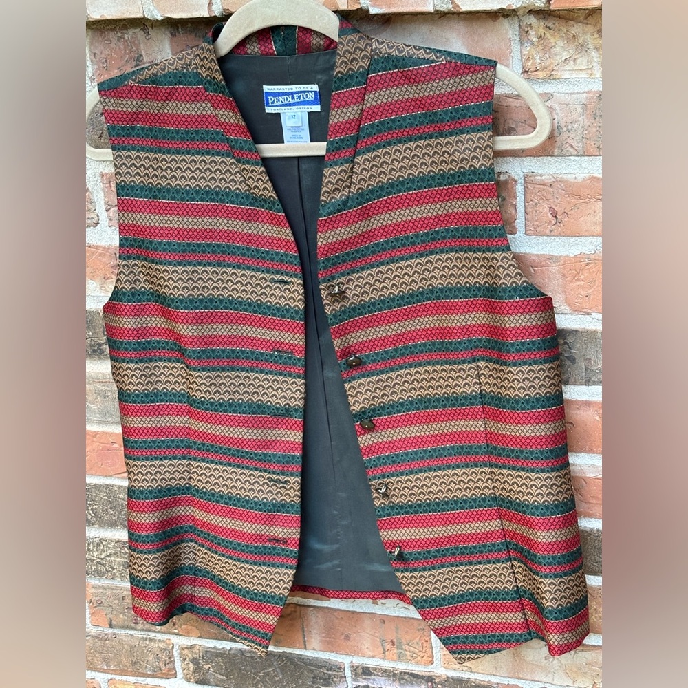 Pendleton Holiday Vest. Fully Lined, Button Front… - image 8